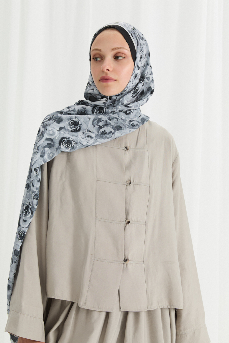 Rosemary Kraş Şal - Siyah - 4