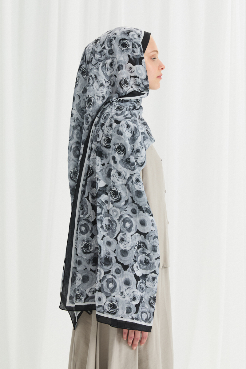 Rosemary Kraş Şal - Siyah - 3