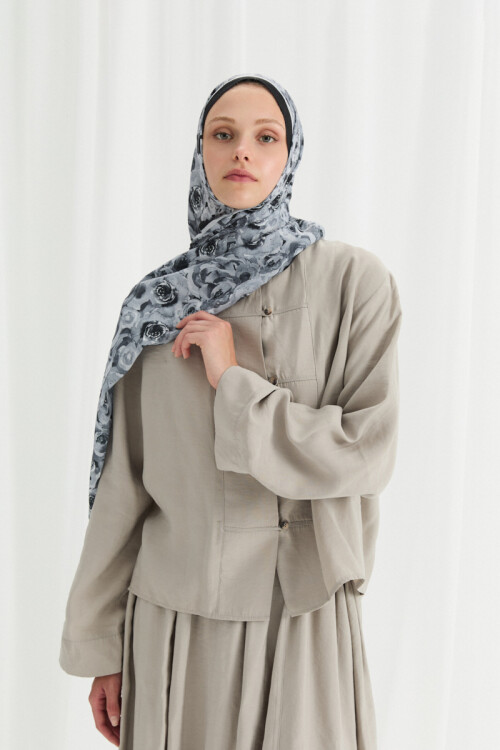 Rosemary Kraş Şal - Siyah 