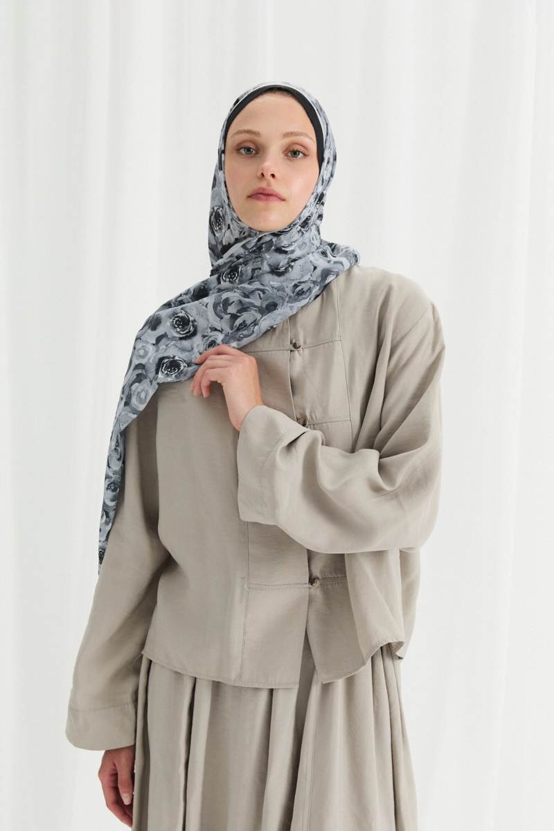 Rosemary Kraş Şal - Siyah - 1