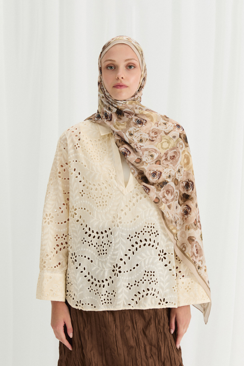 Rosemary Kraş Şal - Tereyağ Sarısı - 1