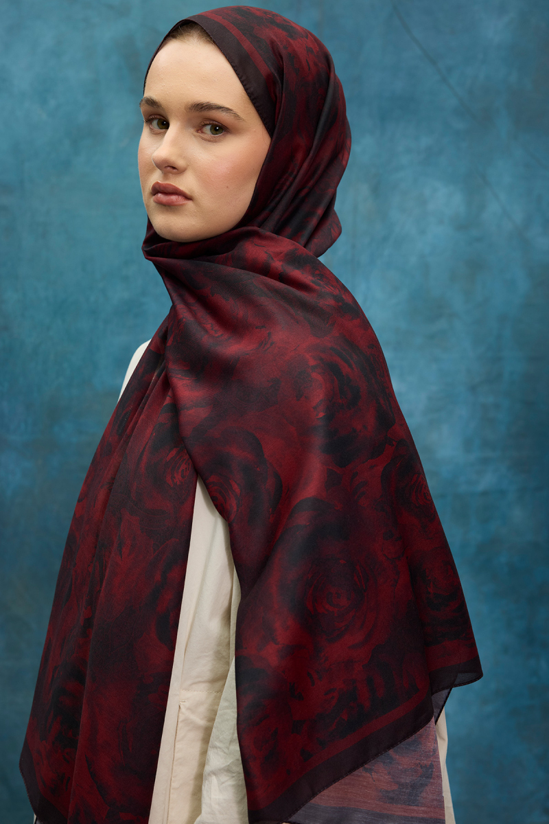 Rossa Desen Soft Şal - Bordo - 2