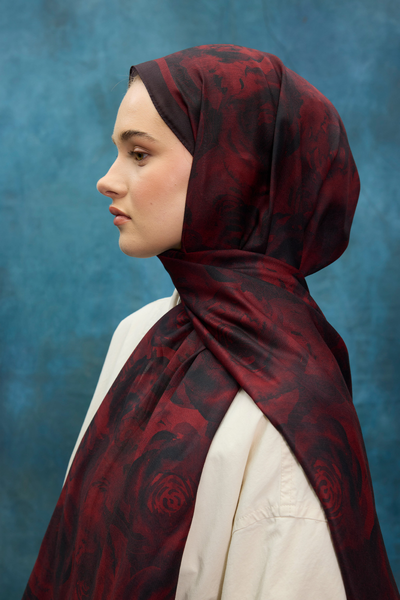 Rossa Desen Soft Şal - Bordo - 4