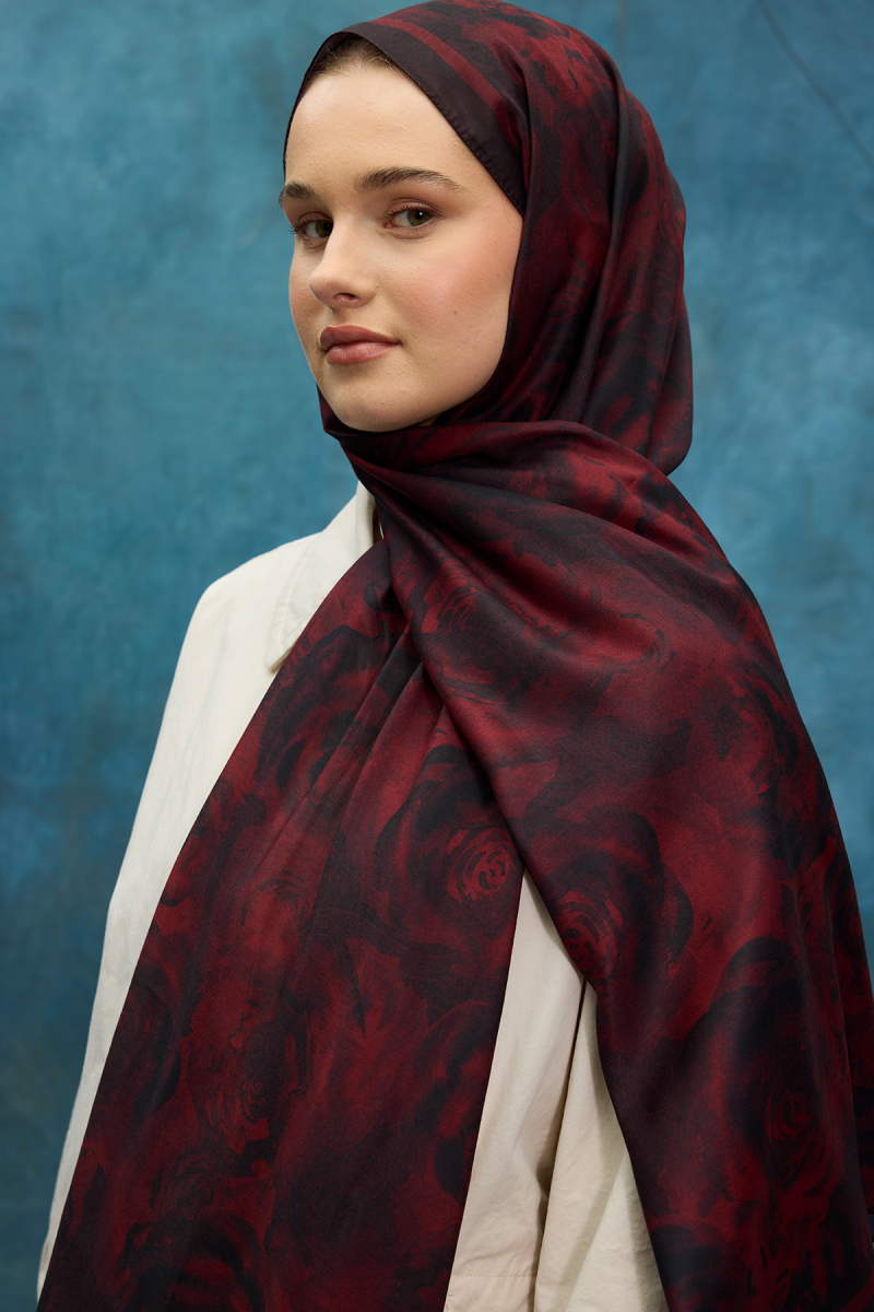 Rossa Desen Soft Şal - Bordo - 3