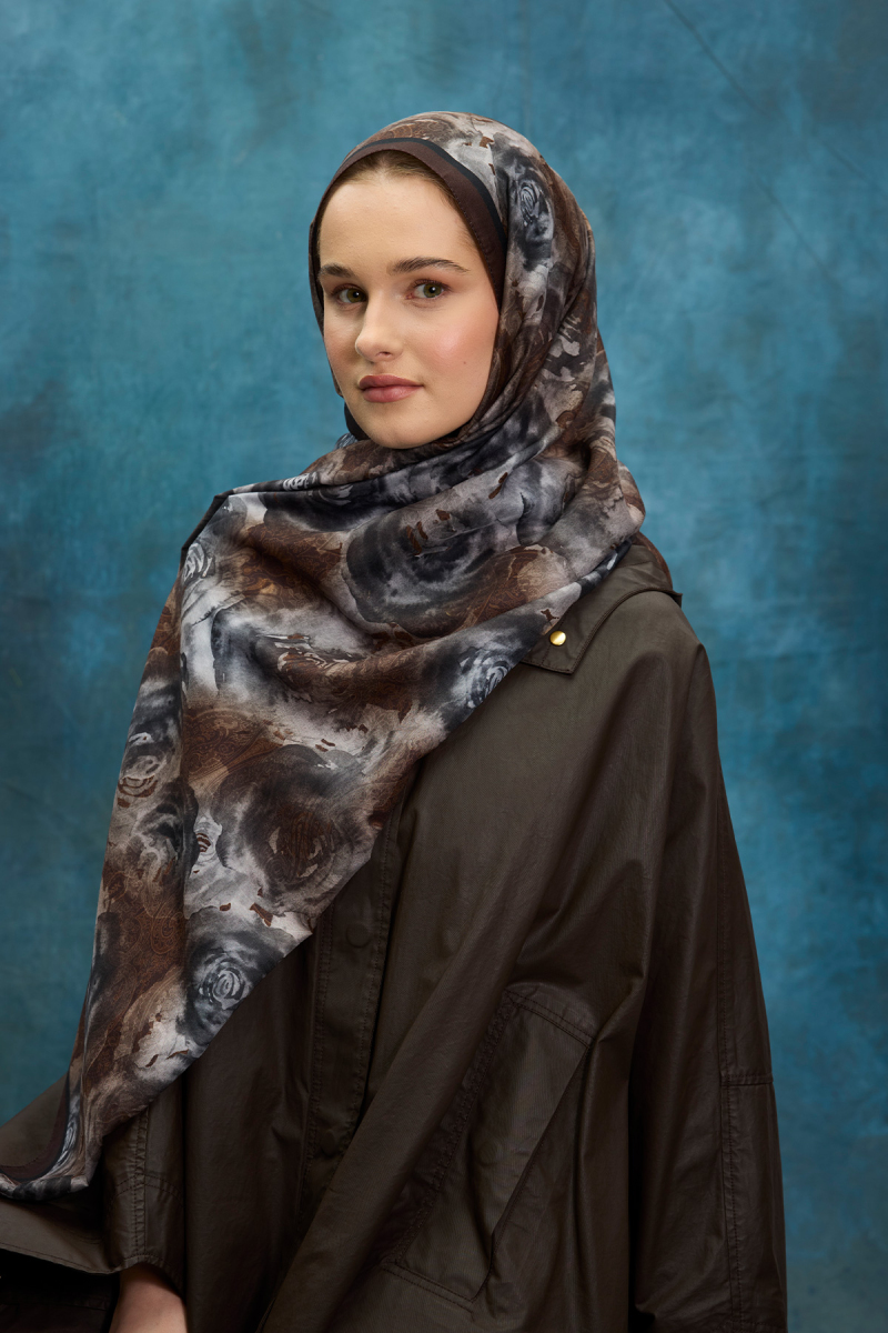 Rossa Desen Soft Şal - Kahve - 2