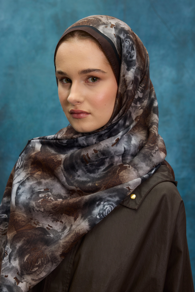 Rossa Desen Soft Şal - Kahve - 3