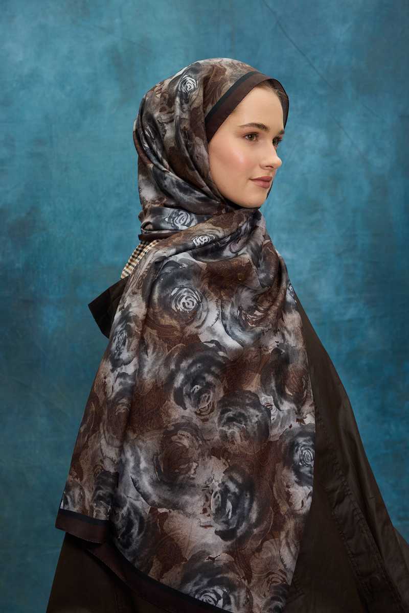 Rossa Desen Soft Şal - Kahve - 4