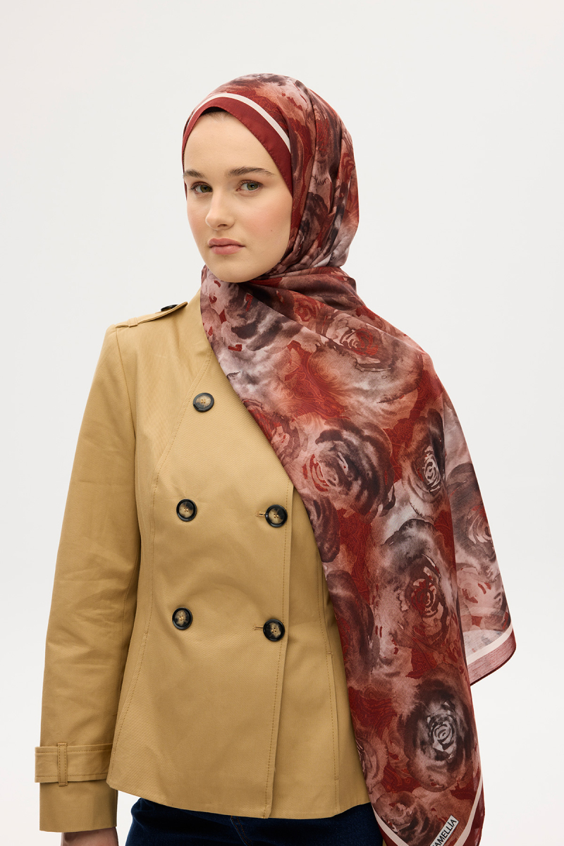 Rossa Desen Soft Şal - Kiremit - 2