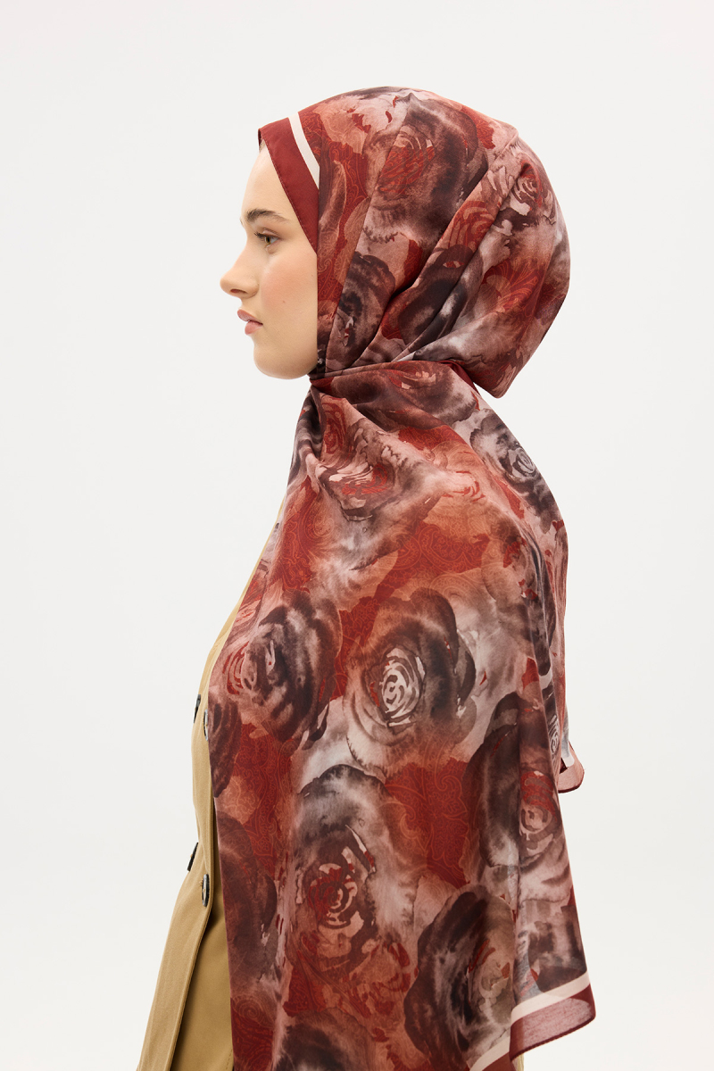 Rossa Desen Soft Şal - Kiremit - 3