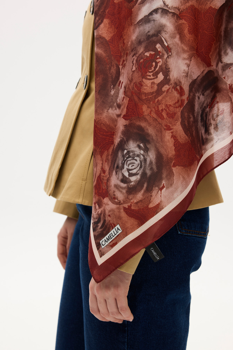 Rossa Desen Soft Şal - Kiremit - 4