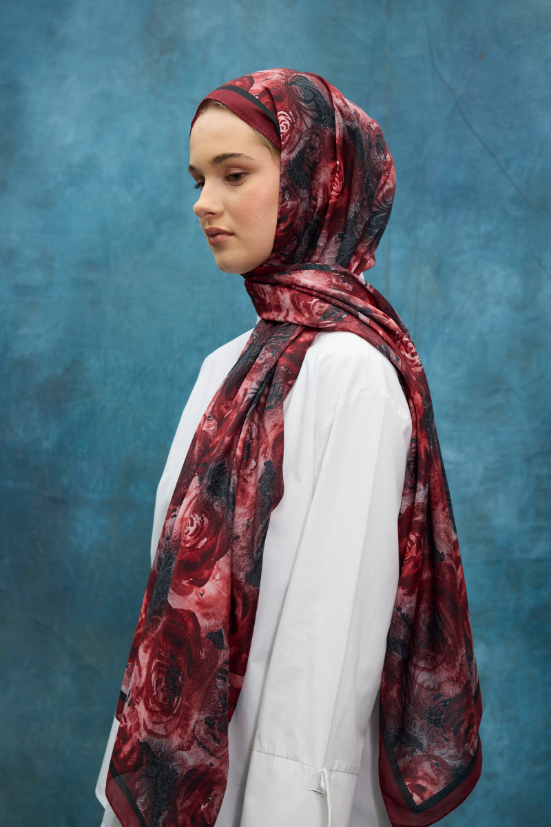 Rossa Desen Soft Şal - Kırmızı - 3