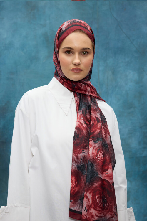 Rossa Desen Soft Şal - Kırmızı 