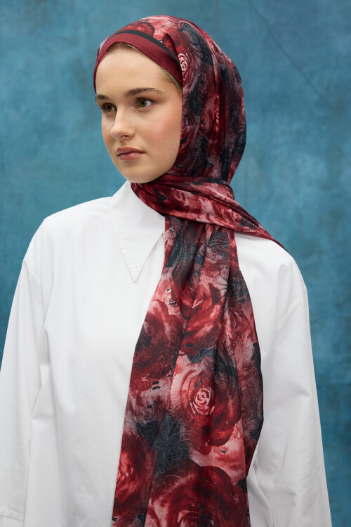 Rossa Desen Soft Şal - Kırmızı - Camellia Scarfs (1)