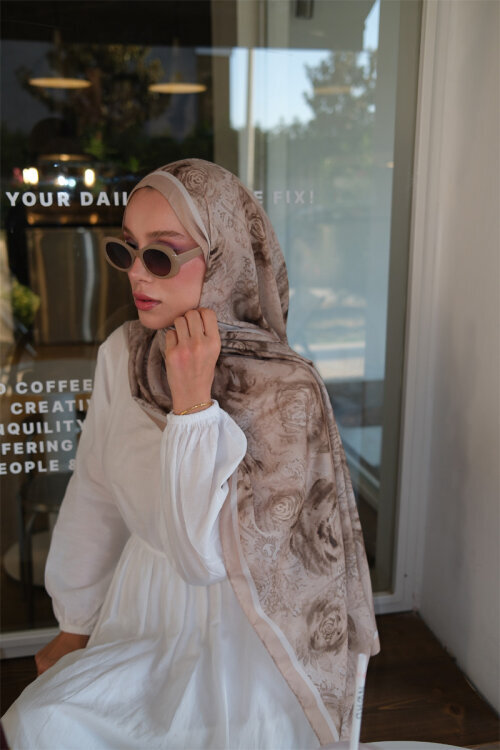 Rossa Desen Soft Şal - Kum - Camellia Scarfs (1)
