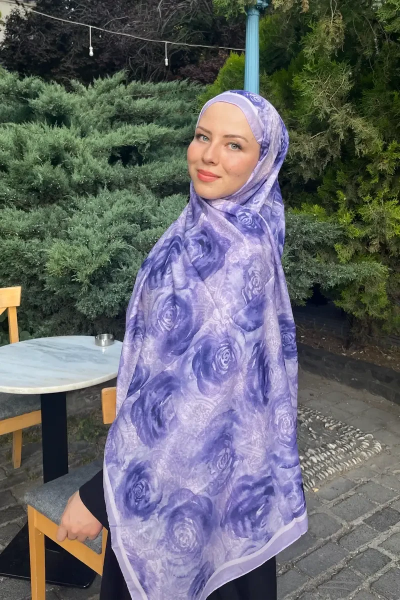 Rossa Desen Soft Şal - Lila - 1