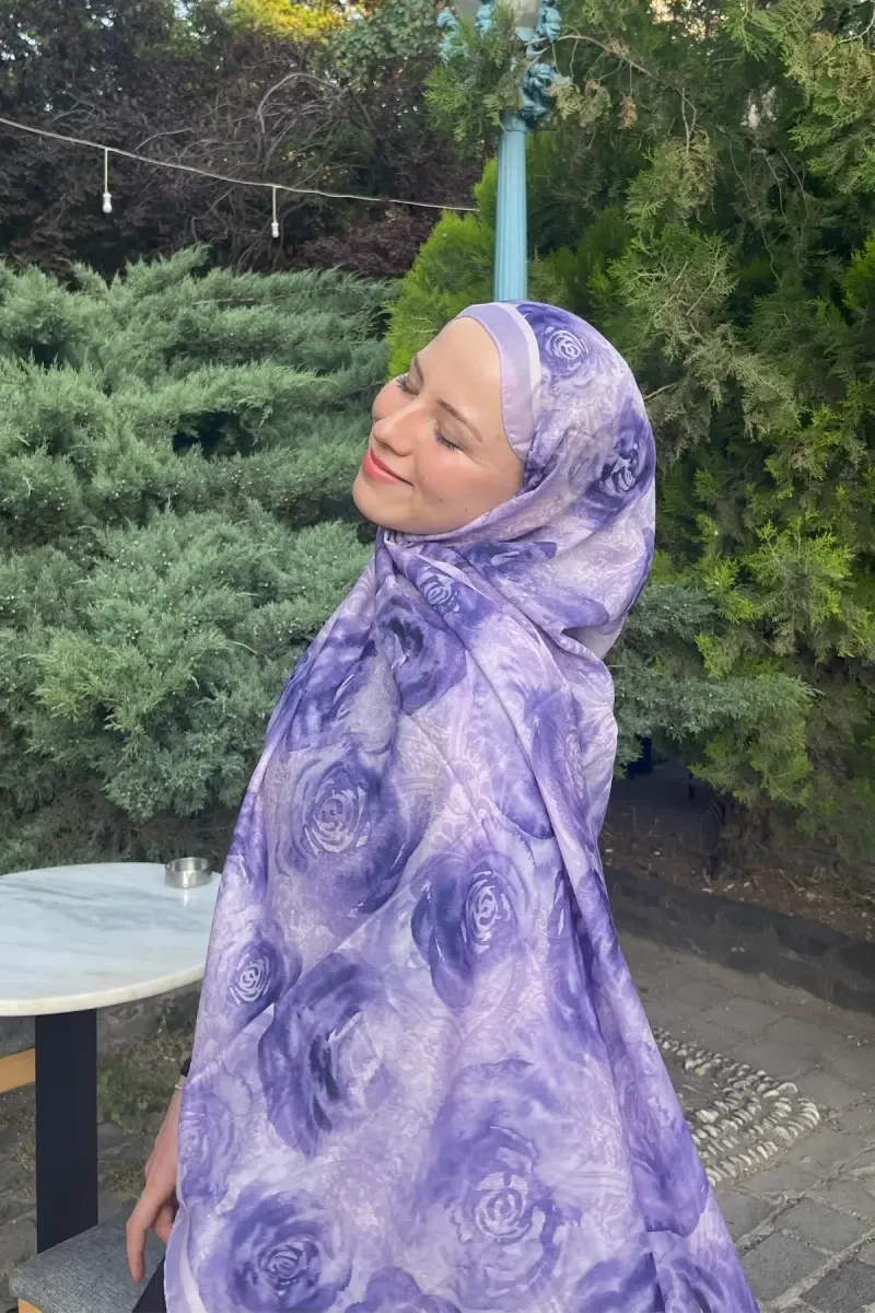 Rossa Desen Soft Şal - Lila - 3