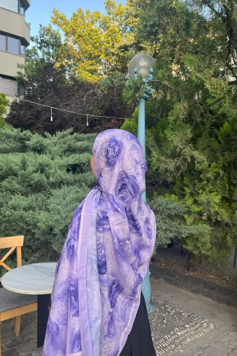 Rossa Desen Soft Şal - Lila - 4
