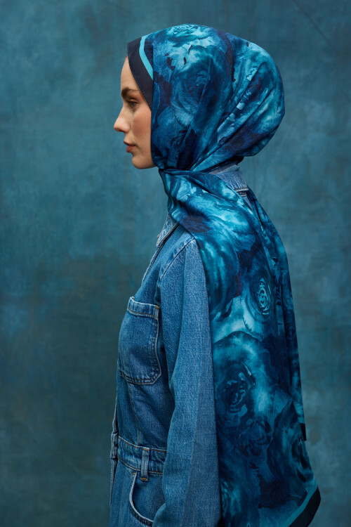 Rossa Desen Soft Şal - Mavi - Camellia Scarfs (1)