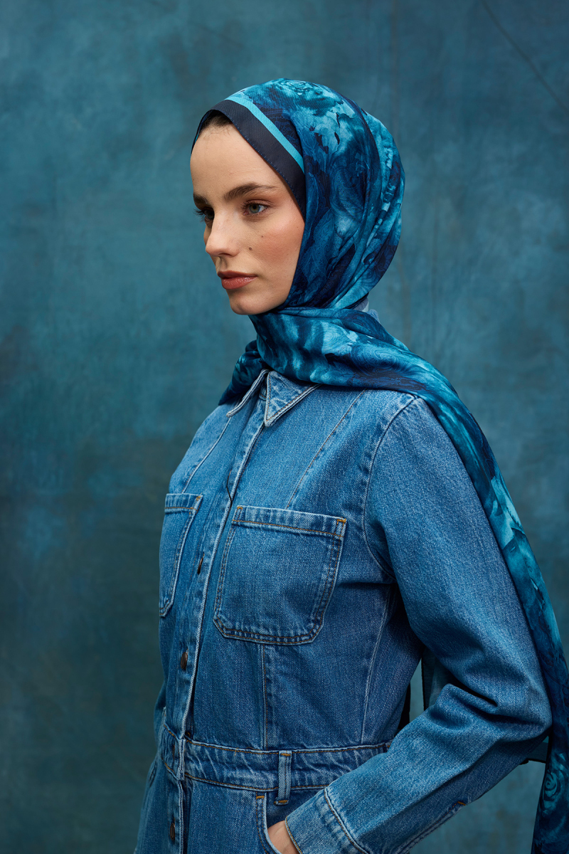 Rossa Desen Soft Şal - Mavi - 3