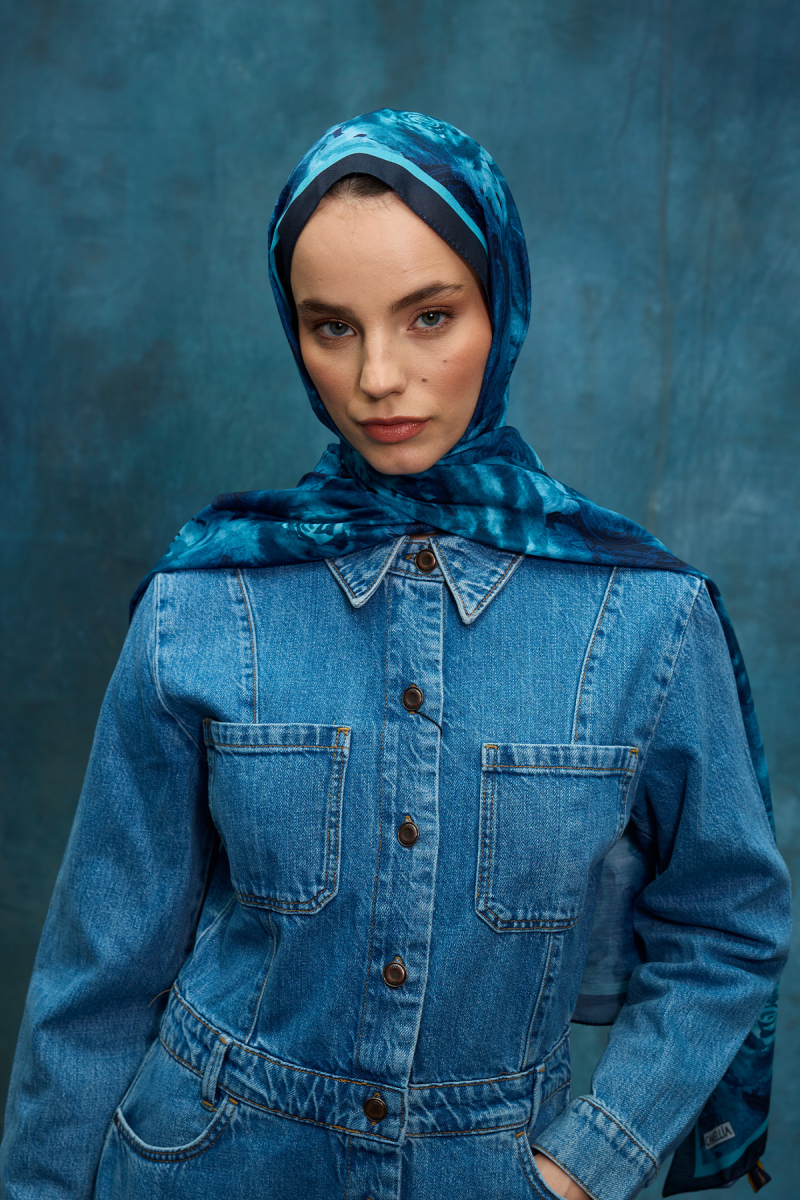 Rossa Desen Soft Şal - Mavi - 1