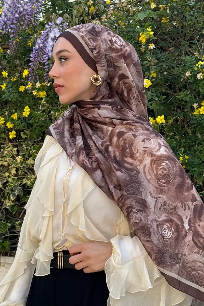 Rossa Desen Soft Şal - Mocha - 2