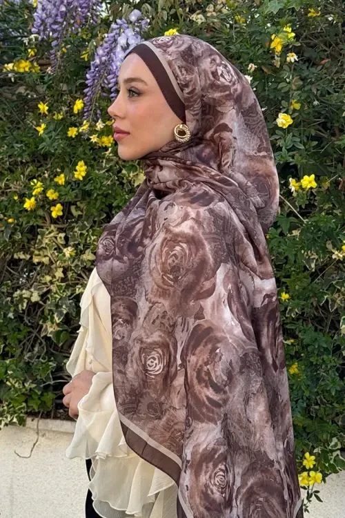 Rossa Desen Soft Şal - Mocha 