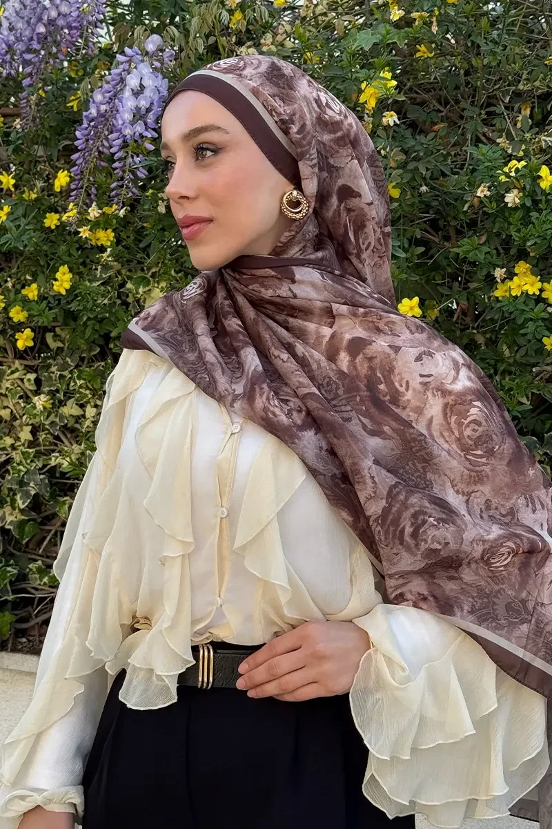 Rossa Desen Soft Şal - Mocha - 3