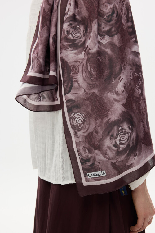 Rossa Desen Soft Şal - Mor - Camellia Scarfs (1)