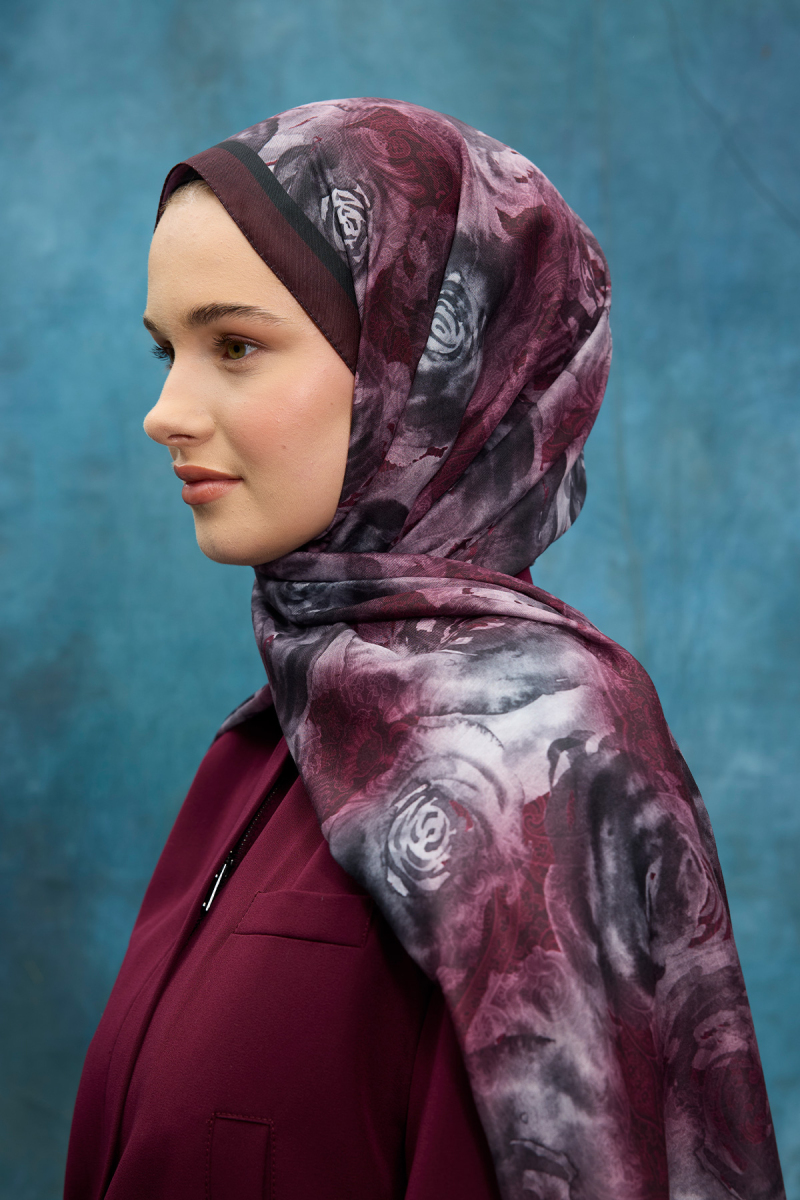 Rossa Desen Soft Şal - Mürdüm - 4