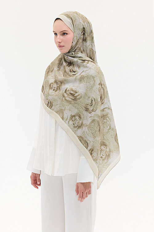 Rossa Desen Soft Şal - Olive - Camellia Scarfs (1)