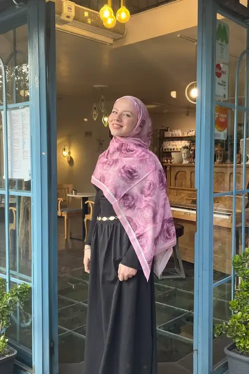 Rossa Desen Soft Şal - Pembe - Camellia Scarfs (1)