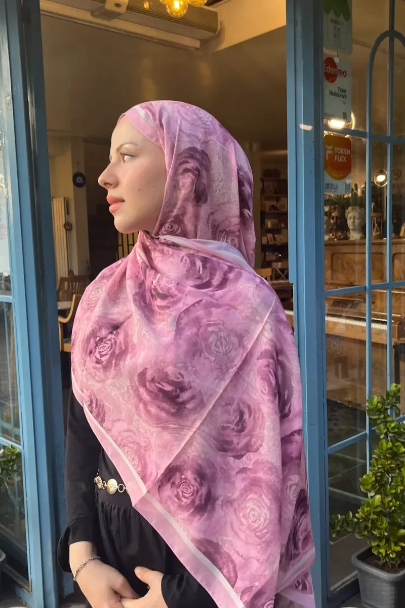 Rossa Desen Soft Şal - Pembe - Camellia Scarfs
