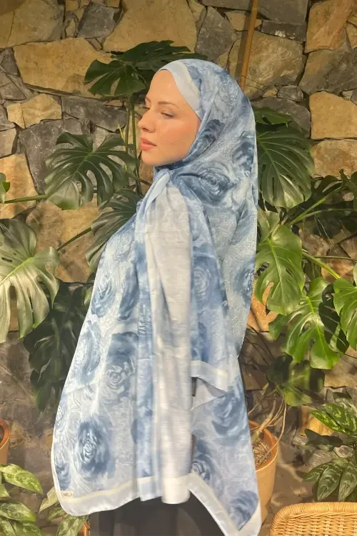 Rossa Desen Soft Şal - Bebe Mavisi 