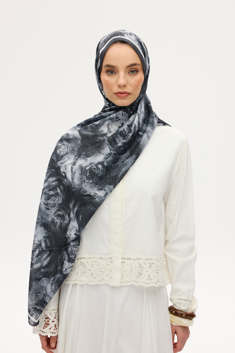 Rossa Desen Soft Şal - Siyah - 1