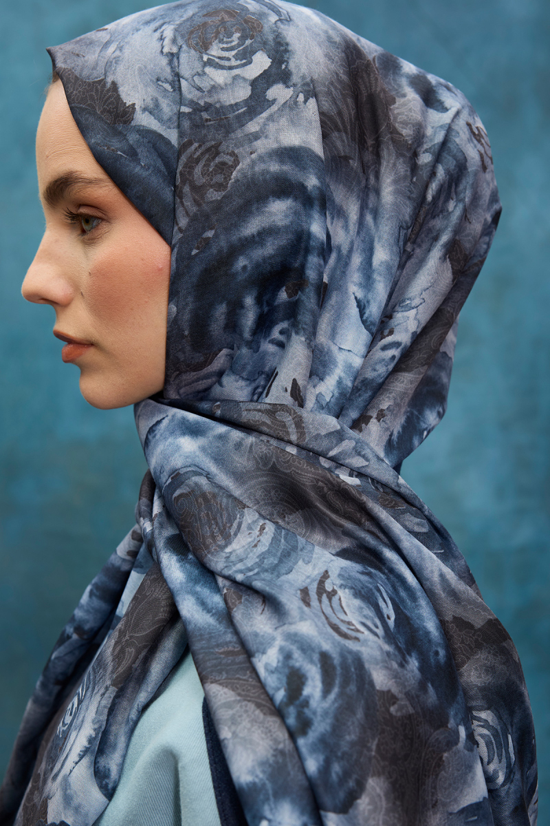 Rossa Desen Soft Şal - Soğuk Mavi - 3