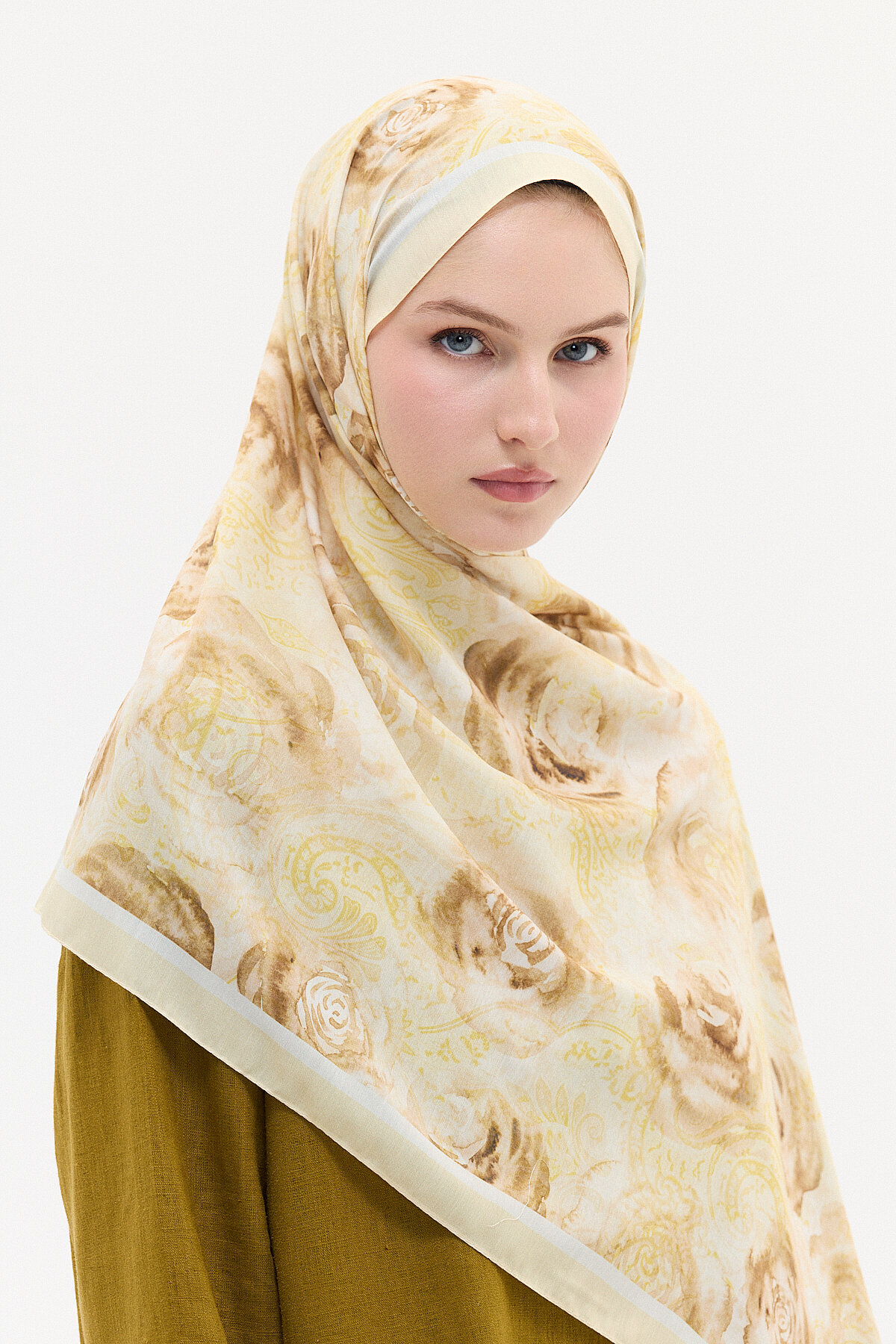 Rossa Desen Soft Şal - Tereyağ Sarısı - Camellia Scarfs (1)