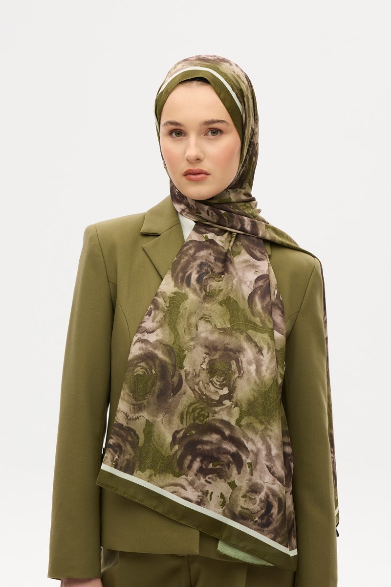 Rossa Desen Soft Şal - Yağ Yeşil - 1