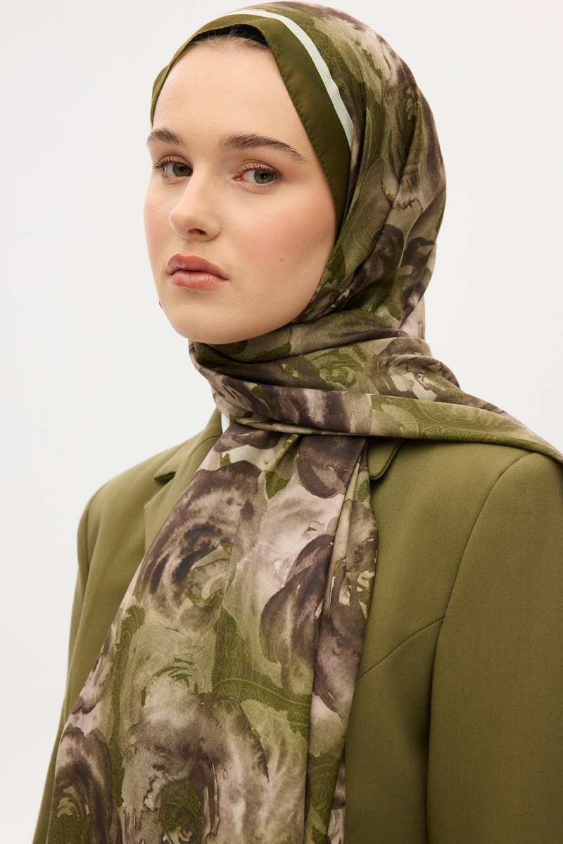Rossa Desen Soft Şal - Yağ Yeşil - 4