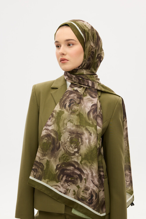 Rossa Desen Soft Şal - Yağ Yeşil - Camellia Scarfs (1)