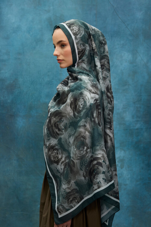 Rossa Desen Soft Şal - Yeşil - Camellia Scarfs (1)