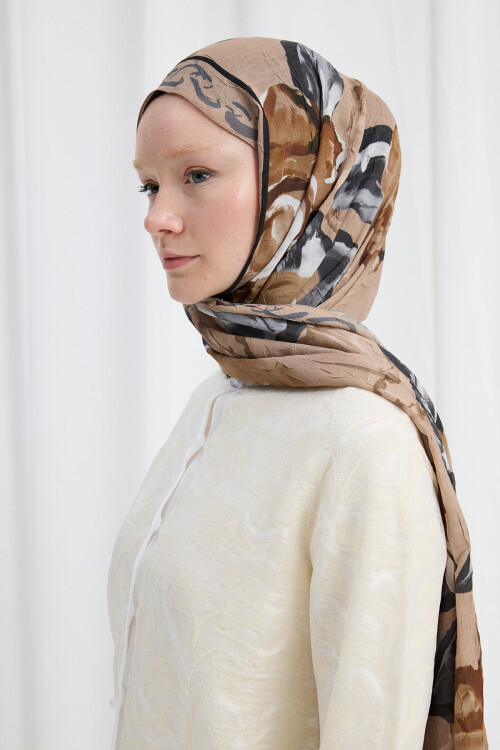 Rossa Kraş Şal - Bej - Camellia Scarfs