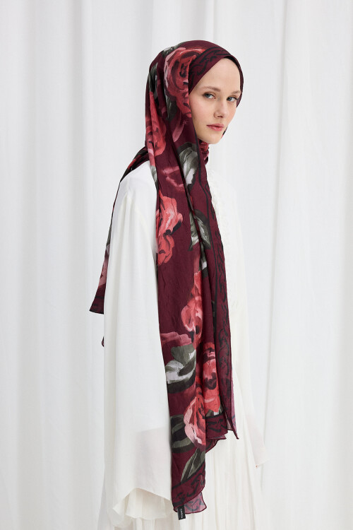 Rossa Kraş Şal - Bordo - Camellia Scarfs (1)