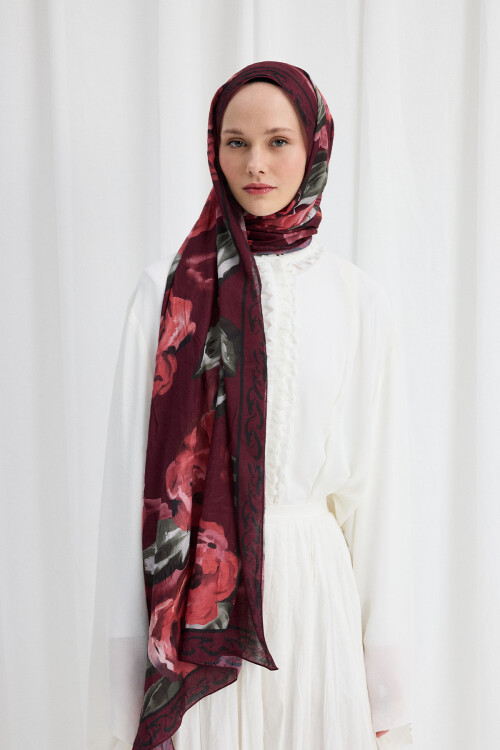 Rossa Kraş Şal - Bordo - Camellia Scarfs