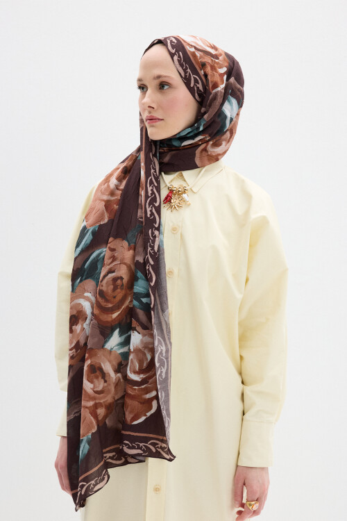 Rossa Kraş Şal - Kahve - Camellia Scarfs (1)