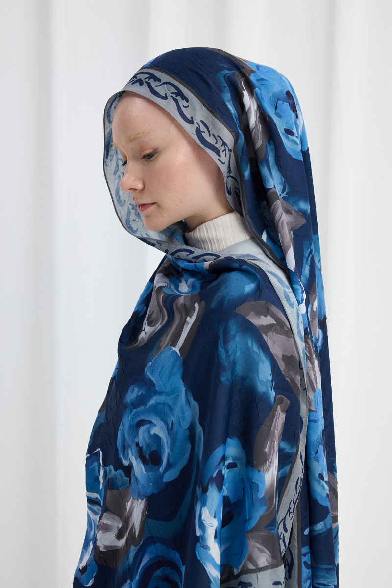 Rossa Kraş Şal - Lacivert - 3