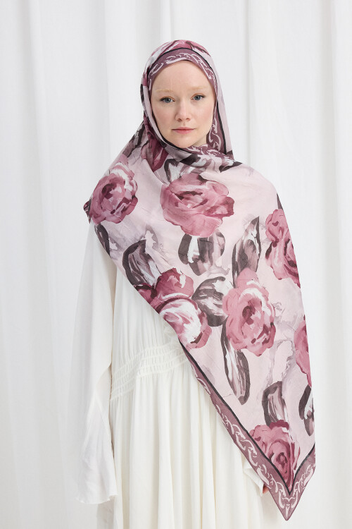 Rossa Kraş Şal - Pudra - Camellia Scarfs