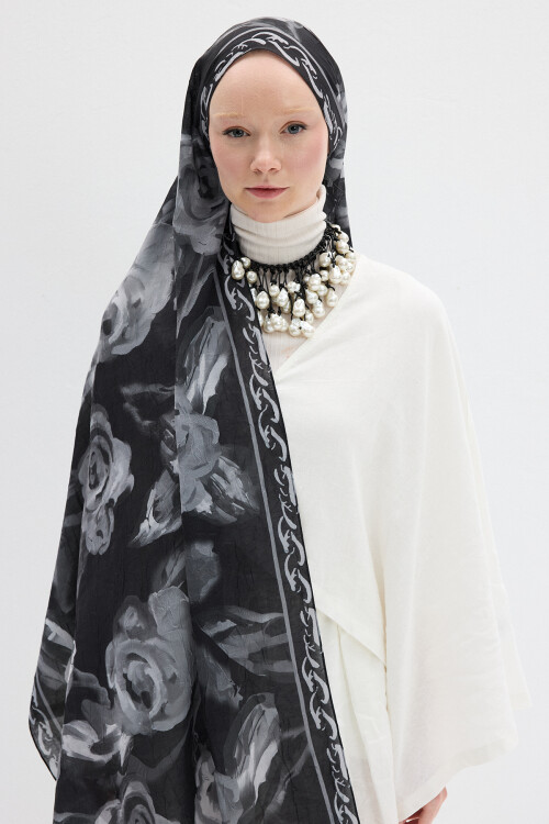 Rossa Kraş Şal - Siyah - Camellia Scarfs