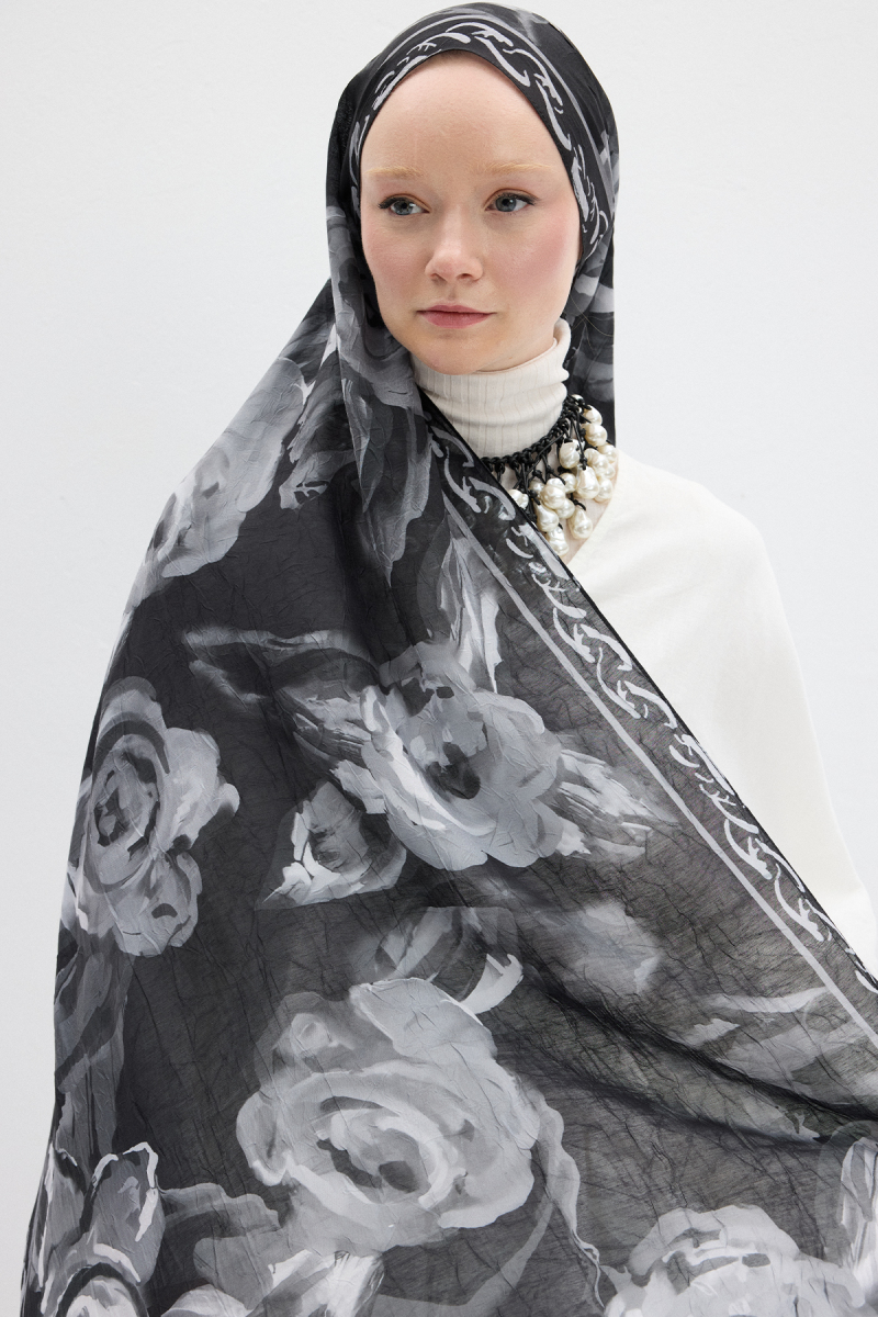 Rossa Kraş Şal - Siyah - 3