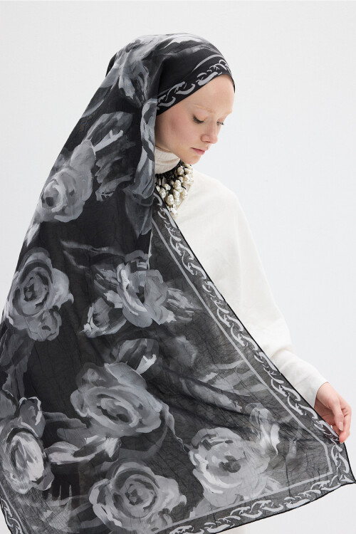 Rossa Kraş Şal - Siyah - Camellia Scarfs (1)