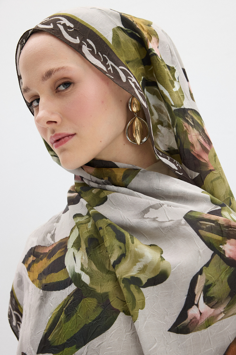 Rossa Kraş Şal - Zeytin Yeşili - 3